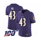 Youth Baltimore Ravens #43 Justice Hill Purple Team Color Vapor Untouchable Limited Player 100th Season Football Jersey