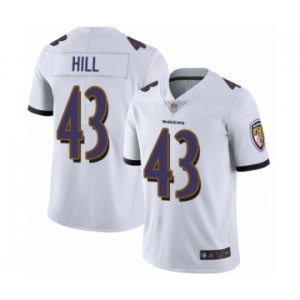 Youth Baltimore Ravens #43 Justice Hill White Vapor Untouchable Limited Player Football Jersey
