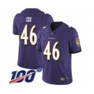 Youth Baltimore Ravens #46 Morgan Cox Purple Team Color Vapor Untouchable Limited Player 100th Season Football Jersey