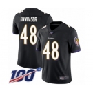 Youth Baltimore Ravens #48 Patrick Onwuasor Black Alternate Vapor Untouchable Limited Player 100th Season Football Jersey