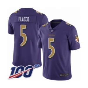 Youth Baltimore Ravens #5 Joe Flacco Limited Purple Rush Vapor Untouchable 100th Season Football Jersey