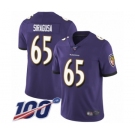 Youth Baltimore Ravens #65 Nico Siragusa Purple Team Color Vapor Untouchable Limited Player 100th Season Football Jersey