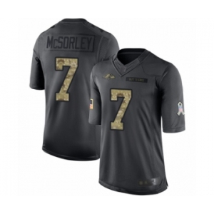 Youth Baltimore Ravens #7 Trace McSorley Limited Black 2016 Salute to Service Football Jersey
