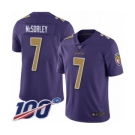 Youth Baltimore Ravens #7 Trace McSorley Limited Purple Rush Vapor Untouchable 100th Season Football Jersey
