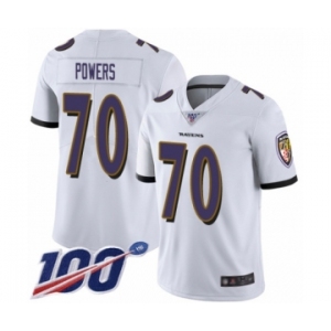 Youth Baltimore Ravens #70 Ben Powers White Vapor Untouchable Limited Player 100th Season Football Jersey