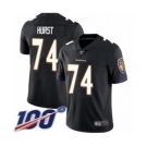 Youth Baltimore Ravens #74 James Hurst Black Alternate Vapor Untouchable Limited Player 100th Season Football Jersey