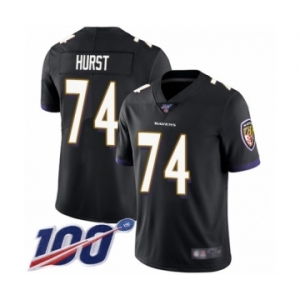 Youth Baltimore Ravens #74 James Hurst Black Alternate Vapor Untouchable Limited Player 100th Season Football Jersey