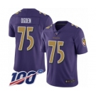 Youth Baltimore Ravens #75 Jonathan Ogden Limited Purple Rush Vapor Untouchable 100th Season Football Jersey