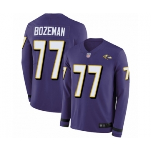 Youth Baltimore Ravens #77 Bradley Bozeman Limited Purple Therma Long Sleeve Football Jersey