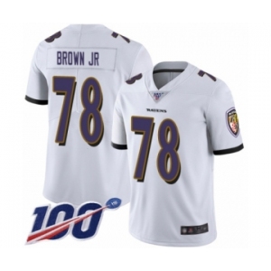 Youth Baltimore Ravens #78 Orlando Brown Jr. White Vapor Untouchable Limited Player 100th Season Football Jersey