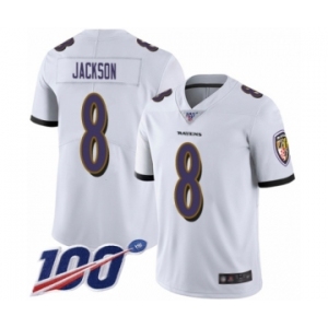 Youth Baltimore Ravens #8 Lamar Jackson White Vapor Untouchable Limited Player 100th Season Football Jersey