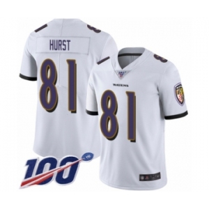 Youth Baltimore Ravens #81 Hayden Hurst White Vapor Untouchable Limited Player 100th Season Football Jersey