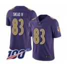 Youth Baltimore Ravens #83 Willie Snead IV Limited Purple Rush Vapor Untouchable 100th Season Football Jersey
