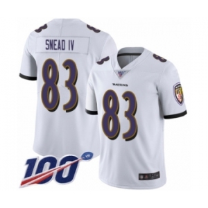Youth Baltimore Ravens #83 Willie Snead IV White Vapor Untouchable Limited Player 100th Season Football Jersey