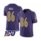 Youth Baltimore Ravens #86 Nick Boyle Limited Purple Rush Vapor Untouchable 100th Season Football Jersey