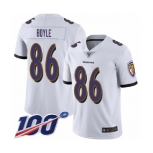 Youth Baltimore Ravens #86 Nick Boyle White Vapor Untouchable Limited Player 100th Season Football Jersey
