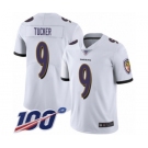 Youth Baltimore Ravens #9 Justin Tucker White Vapor Untouchable Limited Player 100th Season Football Jersey