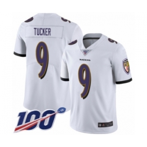 Youth Baltimore Ravens #9 Justin Tucker White Vapor Untouchable Limited Player 100th Season Football Jersey