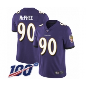 Youth Baltimore Ravens #90 Pernell McPhee Purple Team Color Vapor Untouchable Limited Player 100th Season Football Jersey