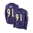 Youth Baltimore Ravens #91 Shane Ray Limited Purple Therma Long Sleeve Football Jersey