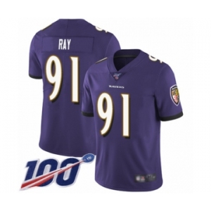 Youth Baltimore Ravens #91 Shane Ray Purple Team Color Vapor Untouchable Limited Player 100th Season Football Jersey