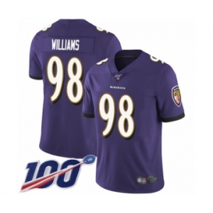 Youth Baltimore Ravens #98 Brandon Williams Purple Team Color Vapor Untouchable Limited Player 100th Season Football Jersey