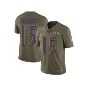 Youth Nike Baltimore Ravens #15 Michael Crabtree Olive Stitched NFL Limited 2017 Salute to Service Jersey