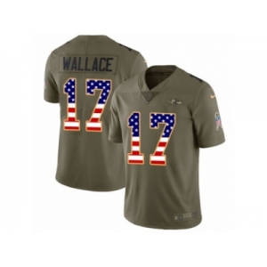 Youth Nike Baltimore Ravens #17 Mike Wallace Limited Olive USA Flag Salute to Service NFL Jersey
