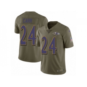 Youth Nike Baltimore Ravens #24 Brandon Carr Limited Olive 2017 Salute to Service NFL Jersey