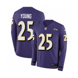 Youth Nike Baltimore Ravens #25 Tavon Young Limited Purple Therma Long Sleeve NFL Jersey