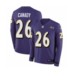 Youth Nike Baltimore Ravens #26 Maurice Canady Limited Purple Therma Long Sleeve NFL Jersey