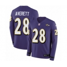 Youth Nike Baltimore Ravens #28 Anthony Averett Limited Purple Therma Long Sleeve NFL Jersey