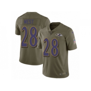 Youth Nike Baltimore Ravens #28 Terrance West Limited Olive 2017 Salute to Service NFL Jersey