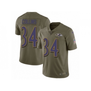 Youth Nike Baltimore Ravens #34 Alex Collins Limited Olive 2017 Salute to Service NFL Jersey