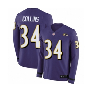 Youth Nike Baltimore Ravens #34 Alex Collins Limited Purple Therma Long Sleeve NFL Jersey