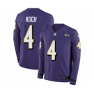 Youth Nike Baltimore Ravens #4 Sam Koch Limited Purple Therma Long Sleeve NFL Jersey