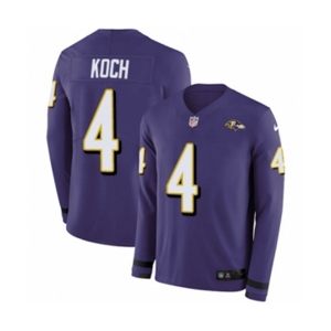 Youth Nike Baltimore Ravens #4 Sam Koch Limited Purple Therma Long Sleeve NFL Jersey