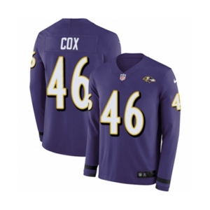 Youth Nike Baltimore Ravens #46 Morgan Cox Limited Purple Therma Long Sleeve NFL Jersey