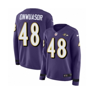 Youth Nike Baltimore Ravens #48 Patrick Onwuasor Limited Purple Therma Long Sleeve NFL Jersey