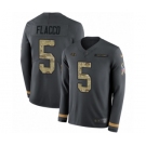 Youth Nike Baltimore Ravens #5 Joe Flacco Limited Black Salute to Service Therma Long Sleeve NFL Jersey