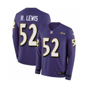 Youth Nike Baltimore Ravens #52 Ray Lewis Limited Purple Therma Long Sleeve NFL Jersey