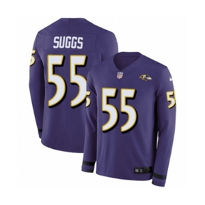 Youth Nike Baltimore Ravens #55 Terrell Suggs Limited Purple Therma Long Sleeve NFL Jersey