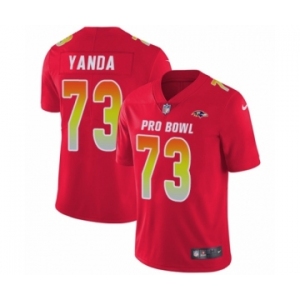 Youth Nike Baltimore Ravens #73 Marshal Yanda Limited Red AFC 2019 Pro Bowl NFL Jersey