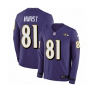 Youth Nike Baltimore Ravens #81 Hayden Hurst Limited Purple Therma Long Sleeve NFL Jersey