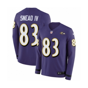 Youth Nike Baltimore Ravens #83 Willie Snead IV Limited Purple Therma Long Sleeve NFL Jersey