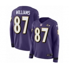 Youth Nike Baltimore Ravens #87 Maxx Williams Limited Purple Therma Long Sleeve NFL Jersey