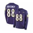 Youth Nike Baltimore Ravens #88 Ty Montgomery Limited Purple Therma Long Sleeve NFL Jersey