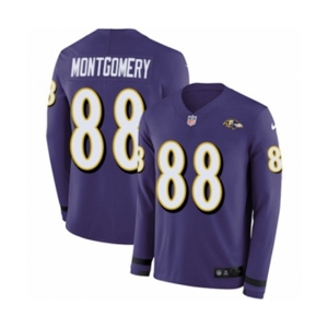 Youth Nike Baltimore Ravens #88 Ty Montgomery Limited Purple Therma Long Sleeve NFL Jersey