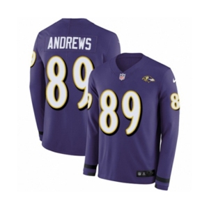 Youth Nike Baltimore Ravens #89 Mark Andrews Limited Purple Therma Long Sleeve NFL Jersey