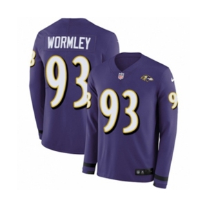 Youth Nike Baltimore Ravens #93 Chris Wormley Limited Purple Therma Long Sleeve NFL Jersey